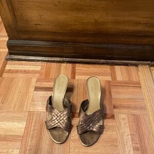 Anne Klein iflex Bronze Leather Backless Sandals